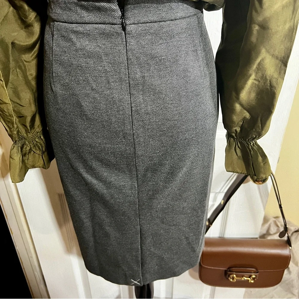 New J. Crew Wms Gray Knit Twill High Waist Lined No. 2‎ Pencil Skirt Work Chic 4